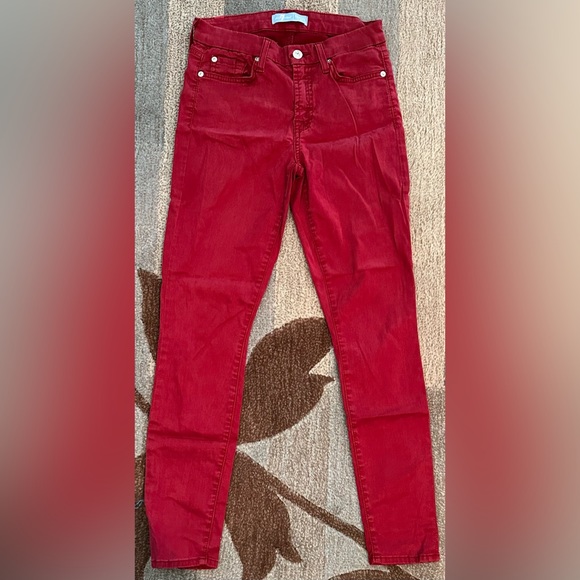 7 For All Mankind B(air) Skinny Jeans in Oxblood - Picture 5 of 7